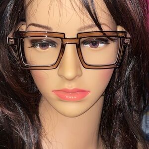 Manga Cartoon Anti-blue Light Color block Eyeglasses In Champagne